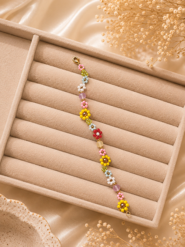Sunflower Bloom Beaded Bracelet