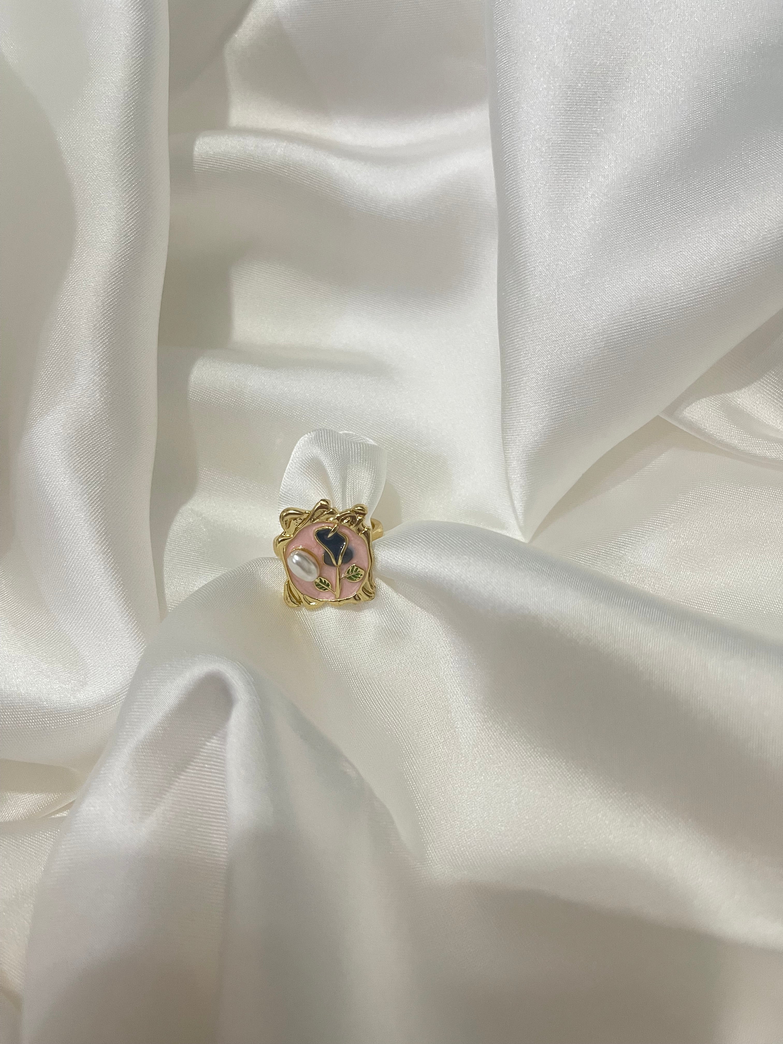 Midnight Bloom Enamel Ring