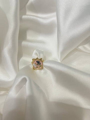Midnight Bloom Enamel Ring