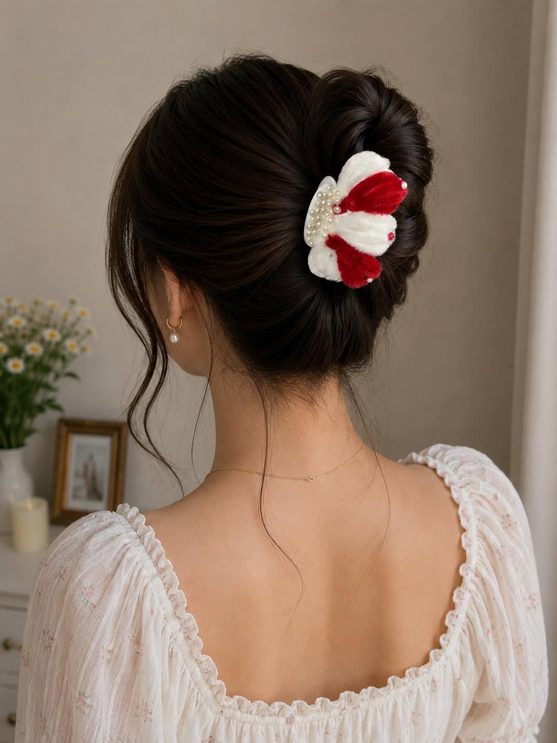 Crimson Petal Hair Claw Clip