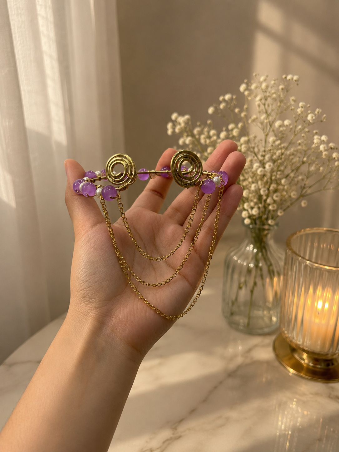 Amethyst Cascade Arm Cuff