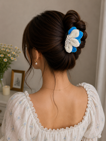 Azure Blossom Hair Claw Clip