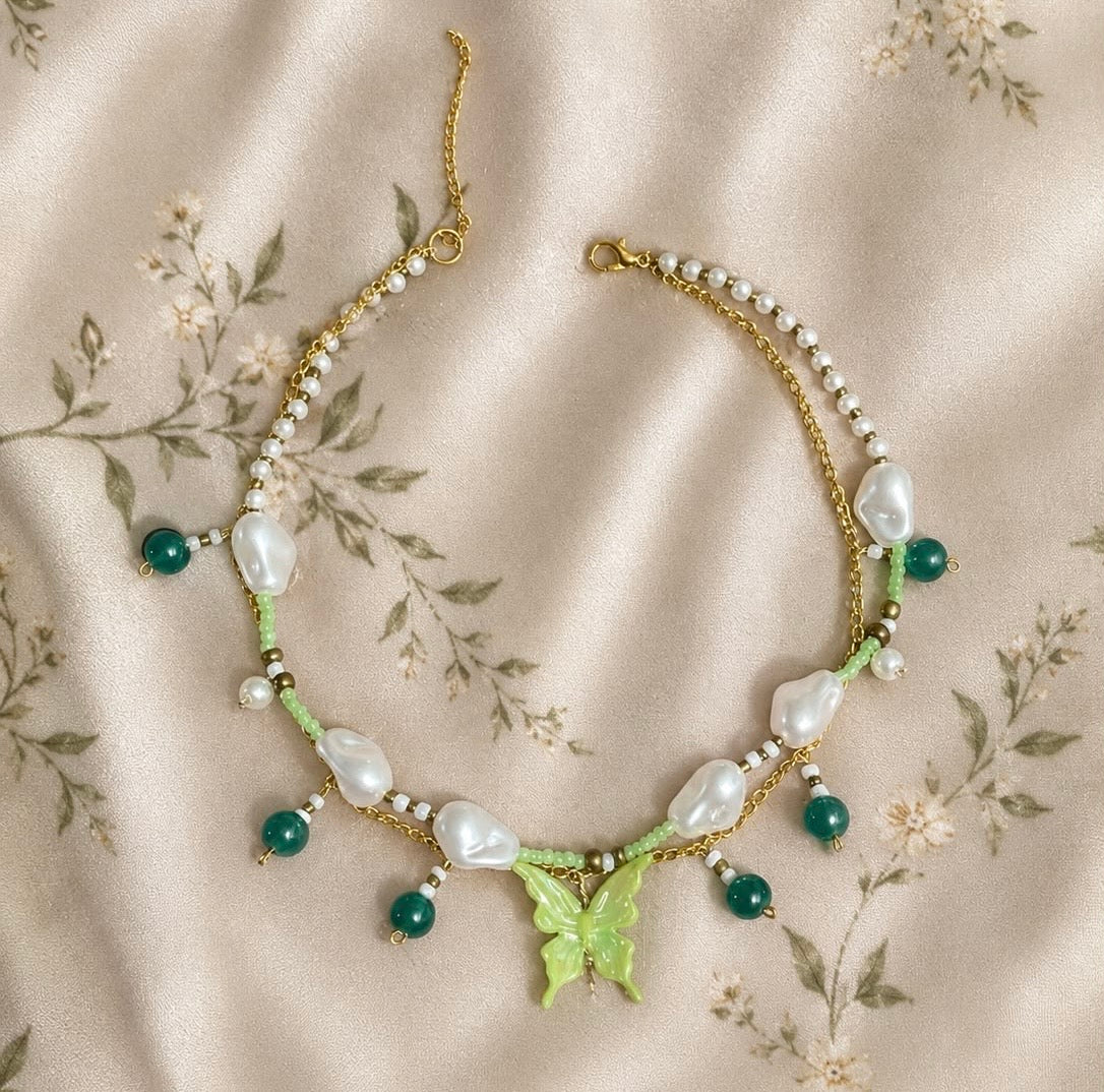 Verdant Flutter Pearl Necklace